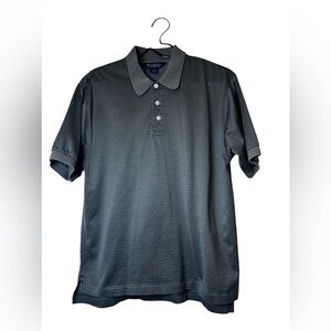 Brooks Brothers Men’s Polo Shirt Med Green Micro Texture 100% Cotton SS